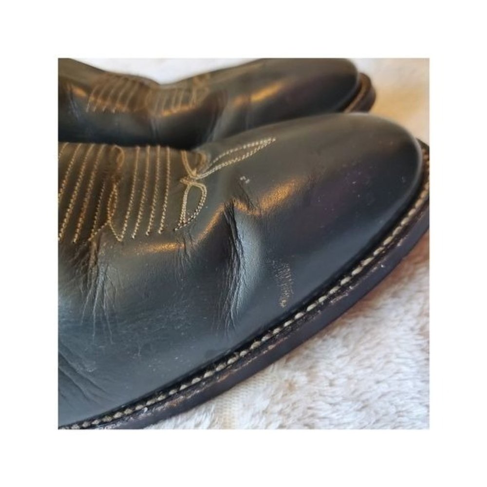 Vintage Chris Romero Men's handcrafted leather western boots size 9.5 color gray - Picture 11 of 11